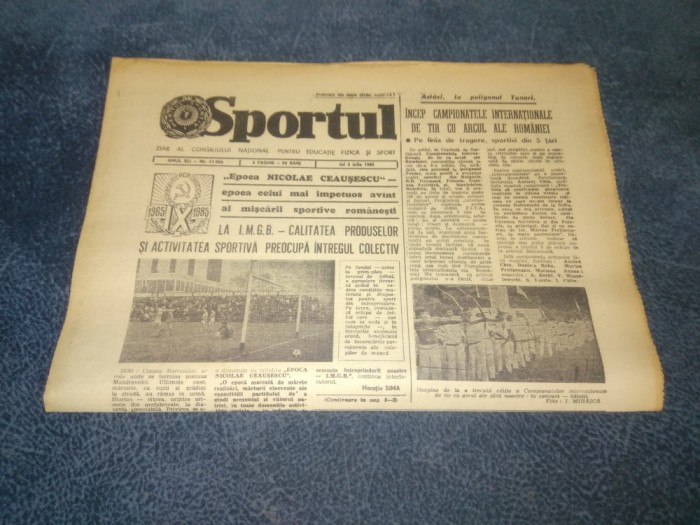 ZIARUL SPORTUL 4 IULIE 1985