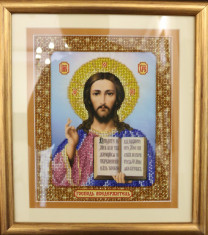 Broderie cu margele Iisus Hristos binecuvantand foto