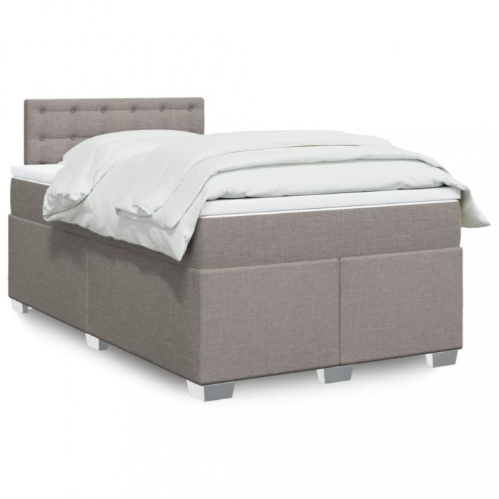 vidaXL Pat box spring cu saltea, gri taupe, 120x200 cm, textil 3285873