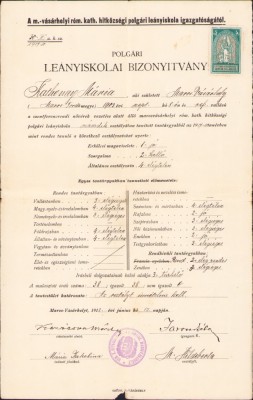 HST A1856 Certificat școlar 1918 T&amp;acirc;rgu Mureș foto
