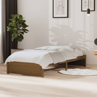 vidaXL Cadru de pat single, maro miere, 90x190 cm, lemn masiv 814917 foto