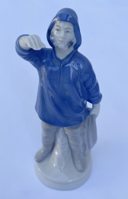 Figurină de COLECTIE din porțelan fin german WAGNER &amp;amp; APEL pescar cu plasa foto