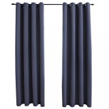 Cumpara ieftin Draperii opace cu inele metalice 2 buc., antracit, 140 x 245 cm