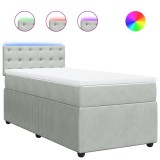 Cumpara ieftin Pat continental cu saltea, gri deschis, 80x200 cm, catifea