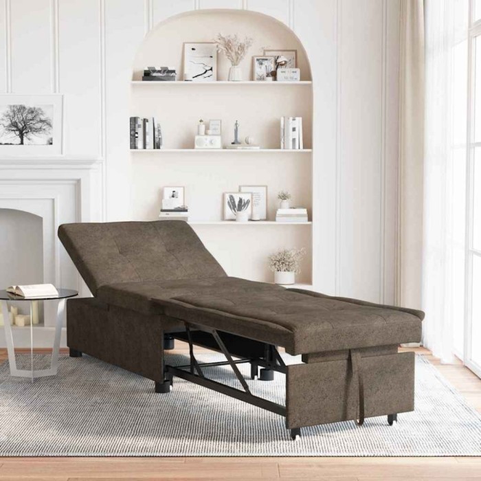 Canapea Pat 3 &icirc;n 1 Design Extensibil Verde Army Imitat Din Piele Suedată