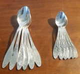 6 LINGURITE PENTRU DESERT +6 SASE LINGURITE PENTRU CAFEA DIN METAL ARGINTAT -RUSIA SOVIETICA ANII 70
