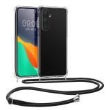Husa Kwmobile pentru Samsung Galaxy S24, Transparent/Negru, Silicon, KWM000021LI001C, Textil, Carcasa