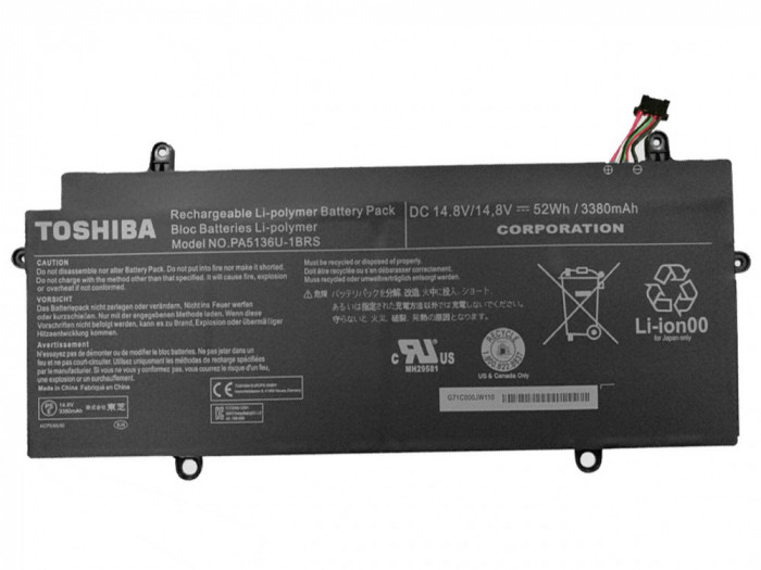 Baterie Laptop, Toshiba, Portege Z30T-A, Z30T-B, Z30T-C, Z30-A, Z30-B, Z30-C, PA5136U-1BRS, 14.8V, 3380mAh, 52Wh, 6 pini