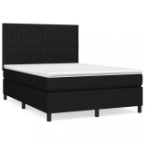Cumpara ieftin Pat box spring cu saltea, negru, 140x190 cm, textil