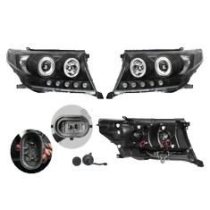 Set faruri Toyota Land Cruiser V8 (Fj200), 11.2007-08.2015, partea Stanga+Dreapta, Tuning, Fata, Lampa de parcare pe fibra optica; tip bec H1+H1; man