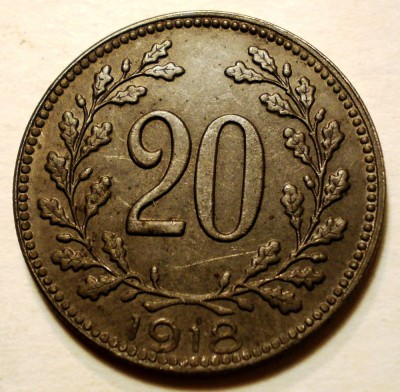 7.071 AUSTRIA WWI 20 HELLER 1918 XF foto