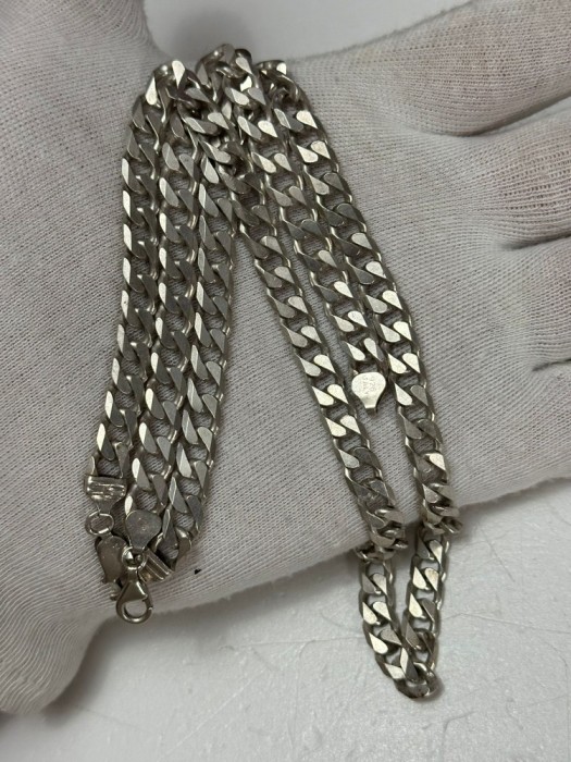 SET LANT + BRATARA ARGINT 925 - Model Lat - Vintage - CUBAN - 70g. !