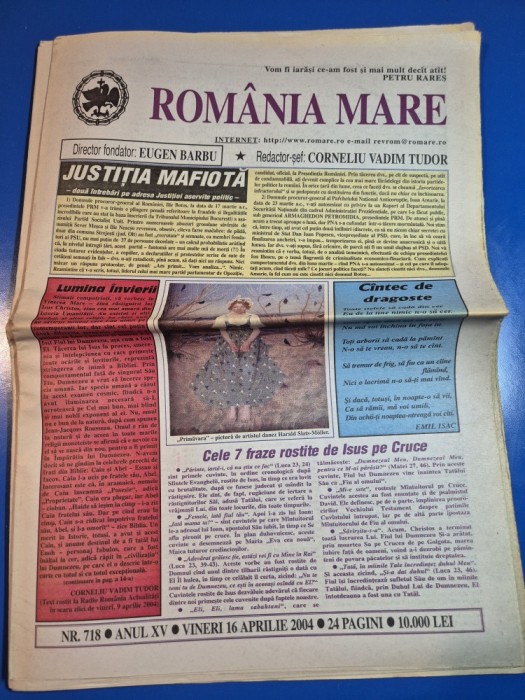 ziarul romania mare 16 aprilie 2004 - redactor sef corneliu vadim tudor