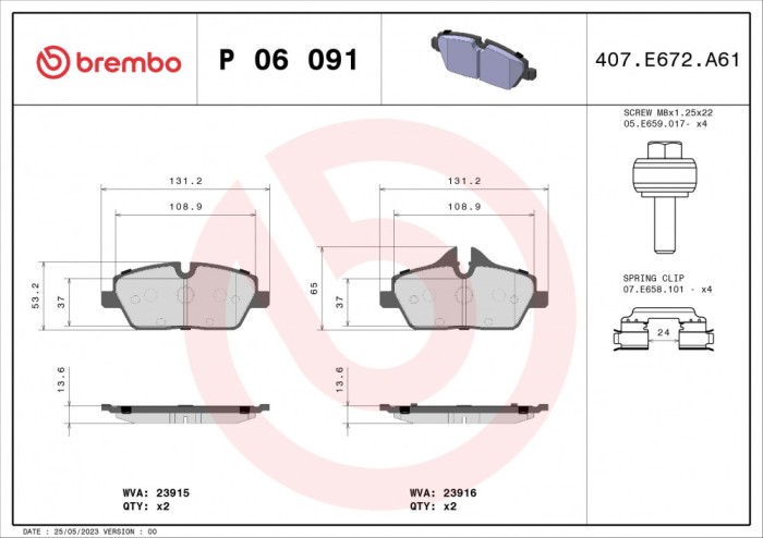 BREMBO P 06 091 PRIME LINE set placute frana,frana disc
