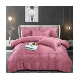 Cumpara ieftin Lenjerie de Pat Damasc 6 Piese, Dungi Duble, Roz Inchis- JO332