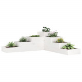 VidaXL Jardinieră grădină cu 4 niveluri, alb, 106x104,5x36 cm lemn pin