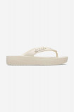 Crocs șlapi Classic Platform Flip W femei, culoarea bej, cu platformă 207714