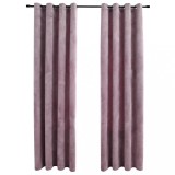 Cumpara ieftin Perdele opace cu inele 2 buc. roz antichizat 140x175 cm catifea