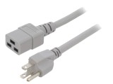Cablu Alimentare 3x14AWG IEC C19 la NEMA 5-15 1m Gri 15A
