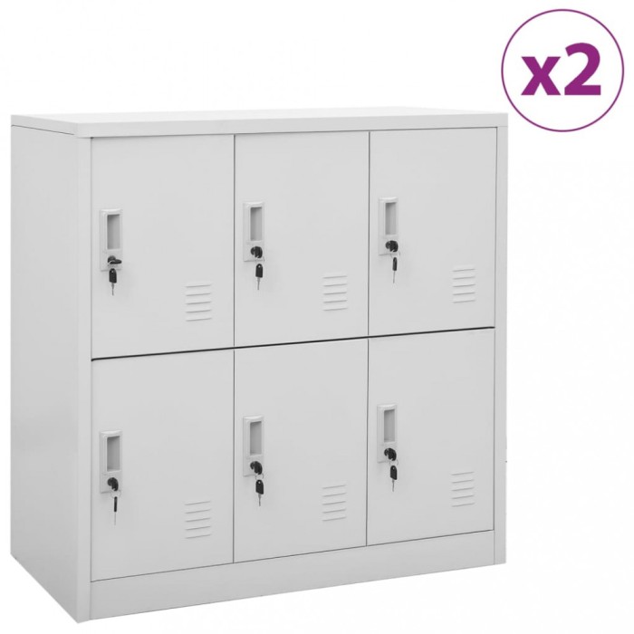 vidaXL Dulapuri vestiar, 2 buc., gri deschis, 90x45x92,5 cm, oțel