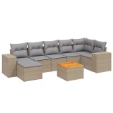Cumpara ieftin Set canapele de gradina, 8 piese, cu perne, bej, poliratan