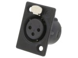 Conector XLR NEUTRIK NC3FP-BAG-1 3 pini soclu mamă drept cu buton negru lipire