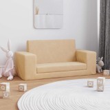 vidaXL Canapea extensibilă de copii cu 2 locuri, crem, pluș moale 357031
