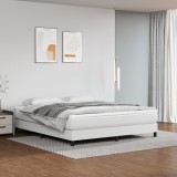 Cumpara ieftin Pat box spring cu saltea, alb, 160x200 cm, piele ecologică