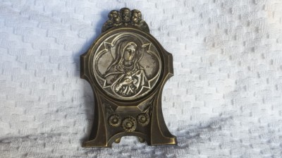 ICOANA FECIOARA MARIA cu picior 1900 FRANTA art nouveau DE COLECTIE superb UNICA foto