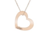Colier personalizat cu inimioara si nume din argint 925 placat cu aur roz