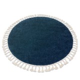 Covor Berber 9000 cerc albastru inchis Franjuri shaggy, cerc 160 cm