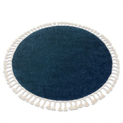 Covor Berber 9000 cerc albastru inchis Franjuri shaggy, cerc 120 cm foto