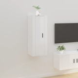 Dulap TV montat pe perete, alb extralucios, 40x34,5x100 cm