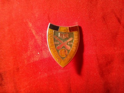 Insigna Militara Romania - Scoala Militara de Artilerie - 100 Ani , metal si email h=3cm foto