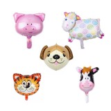Set 5 baloane folie metalizata, flippy, figurine animale domestice, 30 cm, ambalaj individual, pai inclus, umflare cu aer sau heliu, multicolor