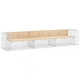 Cumpara ieftin Banca de gradina, design gabion, 347x71x65,5cm, lemn masiv pin