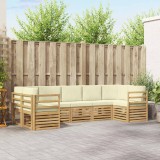 vidaXL Set canapea sectională cu pernă 7 pcs Alb și crem Poliester 3392415