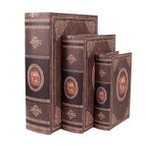 Cumpara ieftin Set 3 cutii tip carte lemn maro 27x22x7 cm, 22x17x6 cm, 17x12x4 cm