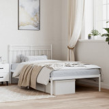 VidaXL Cadru de pat din metal cu tăblie, alb, 100x200 cm