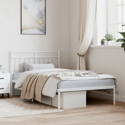 Cadru de pat din metal cu tablie, alb, 100x200 cm GartenMobel Dekor foto