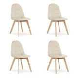 Set 4 scaune bucatarie/living, Artool, Bora, catifea, lemn, bej, 44.5x54x81.5 cm GartenVIP DiyLine