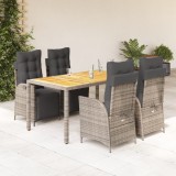 VidaXL Set mobilier de grădină cu perne, 5 piese, gri, poliratan