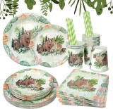 Set de petrecere pentru 16 oaspeti Kazaigou, animat, hartie, multicolor, 80 piese