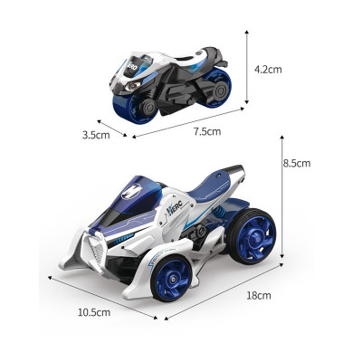 Jucarie pentru copii, masina cu extensie de motocicleta 2 in 1, albastra foto
