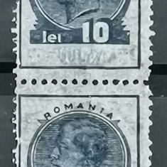 SV * Romania 10 LEI 1940 x 2 * Timbru Fiscal * hartie pelur * Regele Carol II