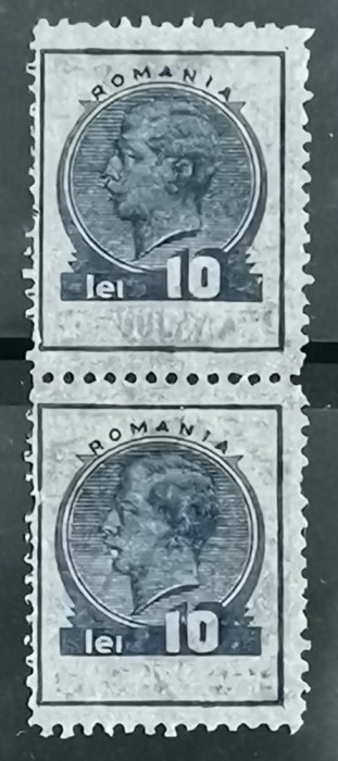 SV * Romania 10 LEI 1940 x 2 * Timbru Fiscal * hartie pelur * Regele Carol II