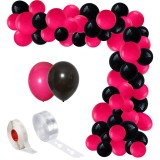Arcada Baloane 150 Buc Roz Negru - Set Baloane Decor Petrecere Aniversare Botez Nunta