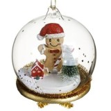 Ornament de Craciun Glob din Sticla cu Figurina Om de Zapada &Oslash;9cm, CMCLASS