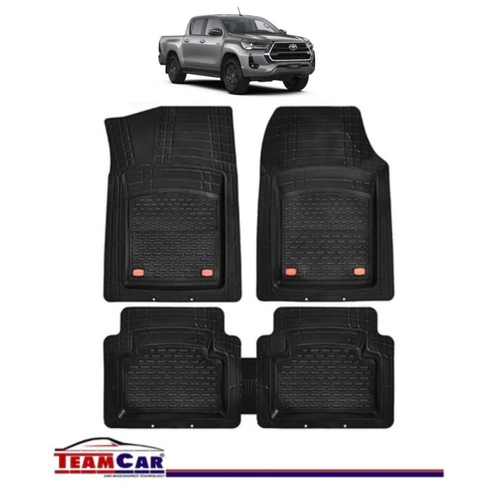 Covorase Auto TeamCar&reg; Tip Tavita Compatibile Toyota Hilux VIII (2015+) Negru Material Rezistent