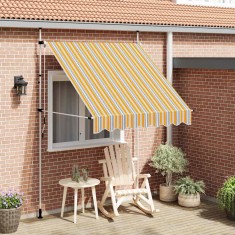 vidaXL Copertină retractabilă manual, dungi galben și albastru, 200 cm foto